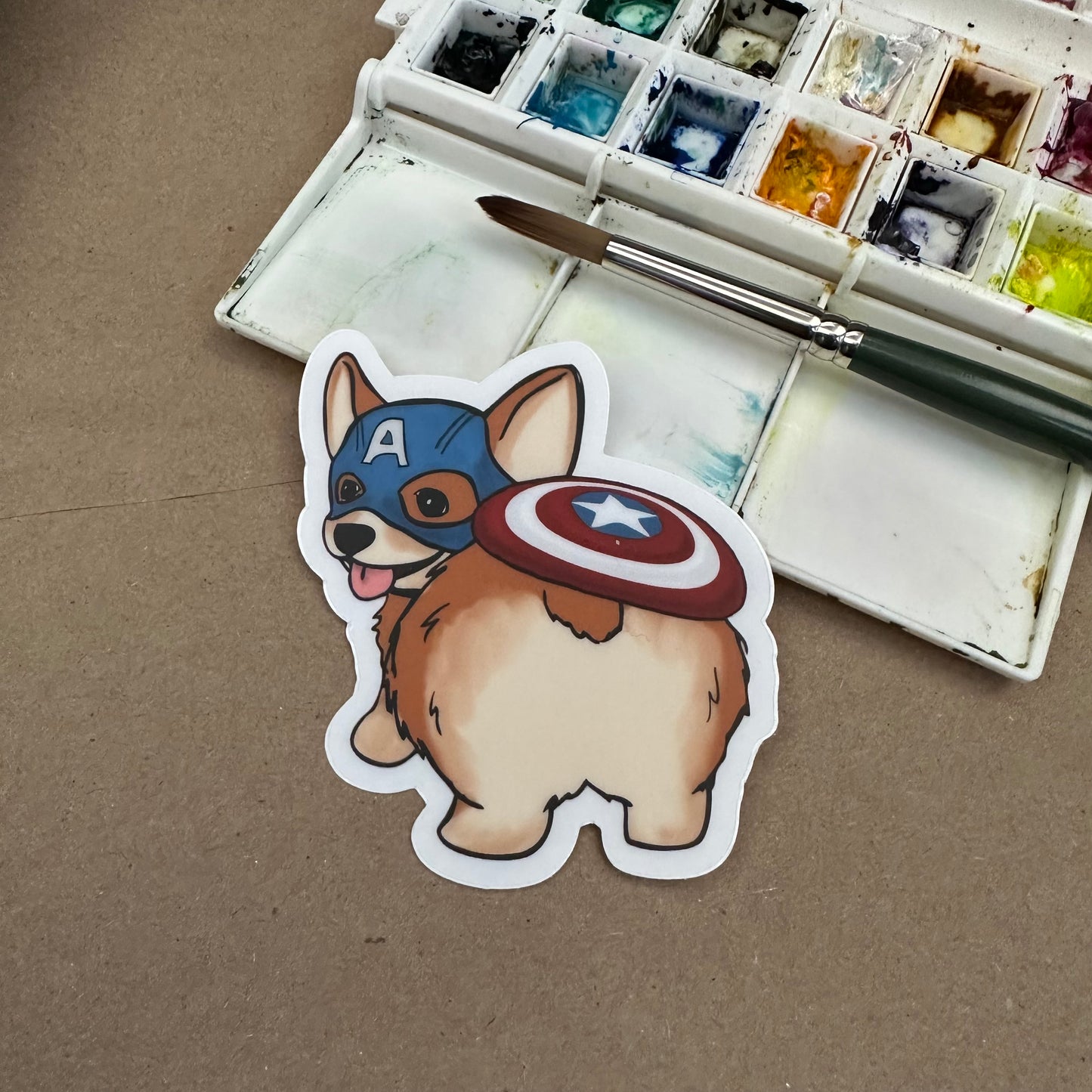 Captain Corgi Transparent Vinyl Sticker