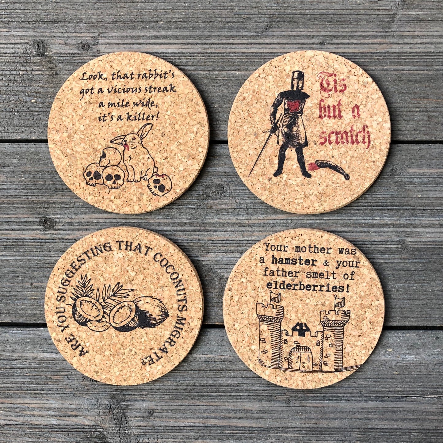 Holy Grail Themed Cord Coaster Set of 4