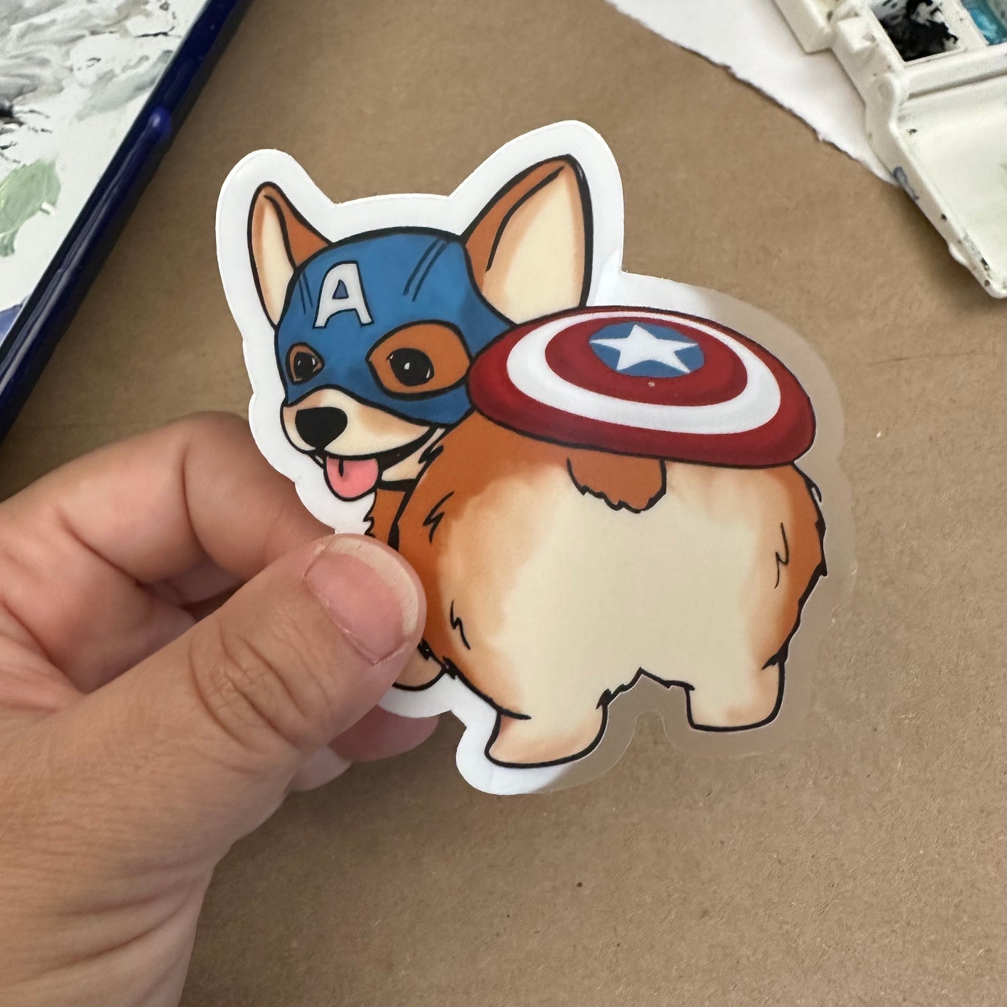 Captain Corgi Transparent Vinyl Sticker