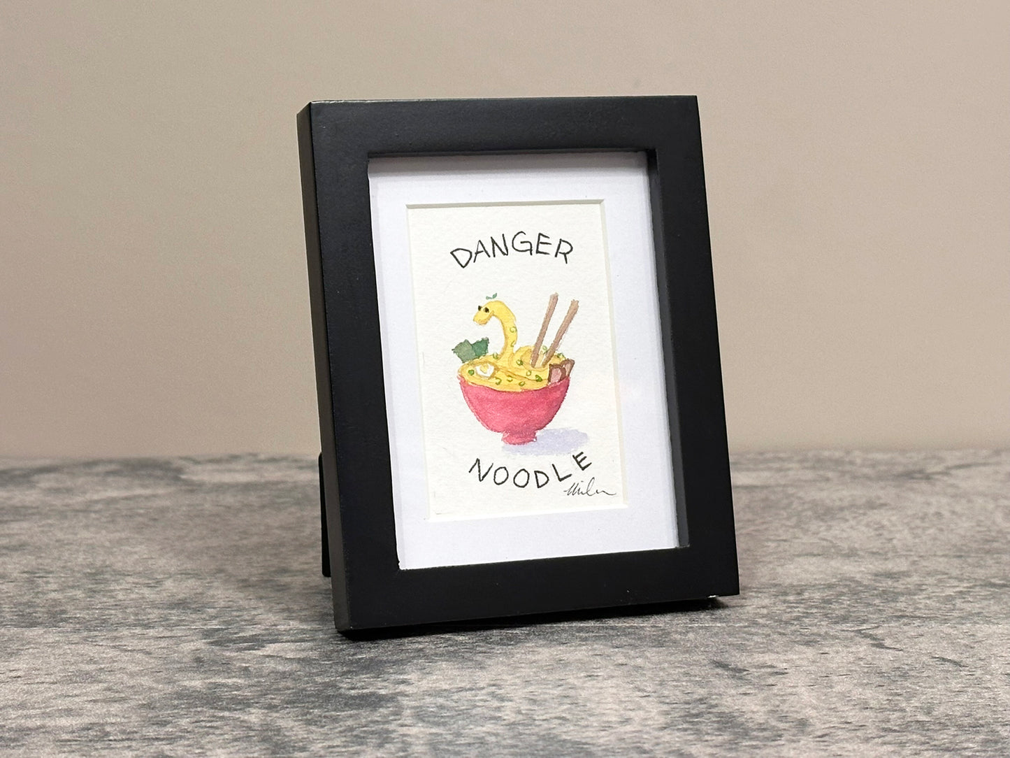 Danger Noodle (Ramen) Framed Watercolor Mini