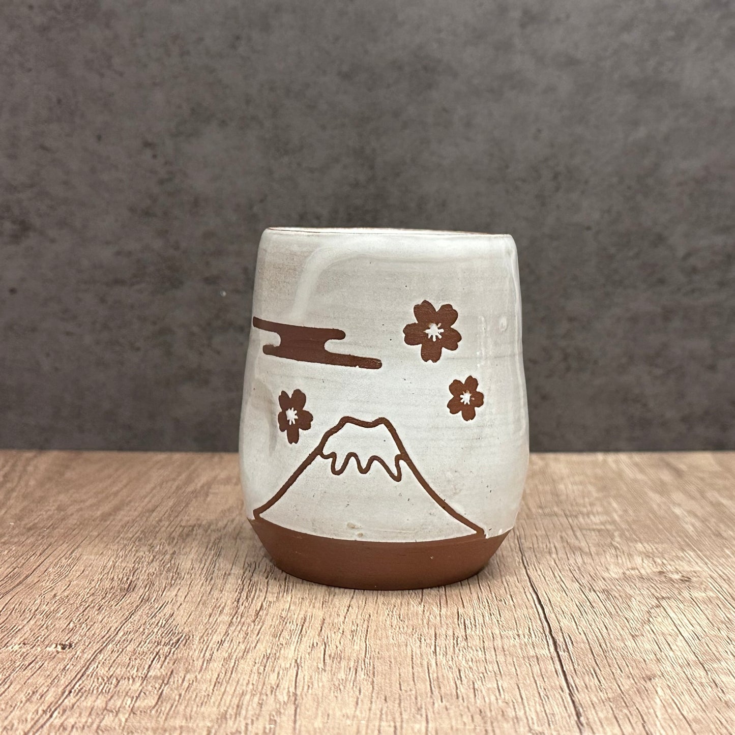 Kaiju with Mount Fuji Ceramic Tumbler in White