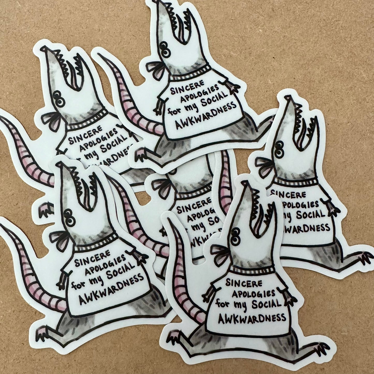 Socially Awkward Possum Vinyl Sticker
