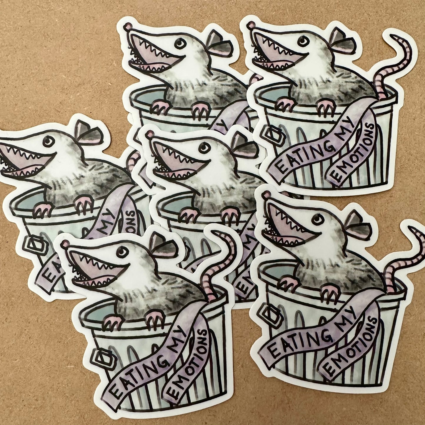 Eating My Emotions Possum Vinyl Sticker