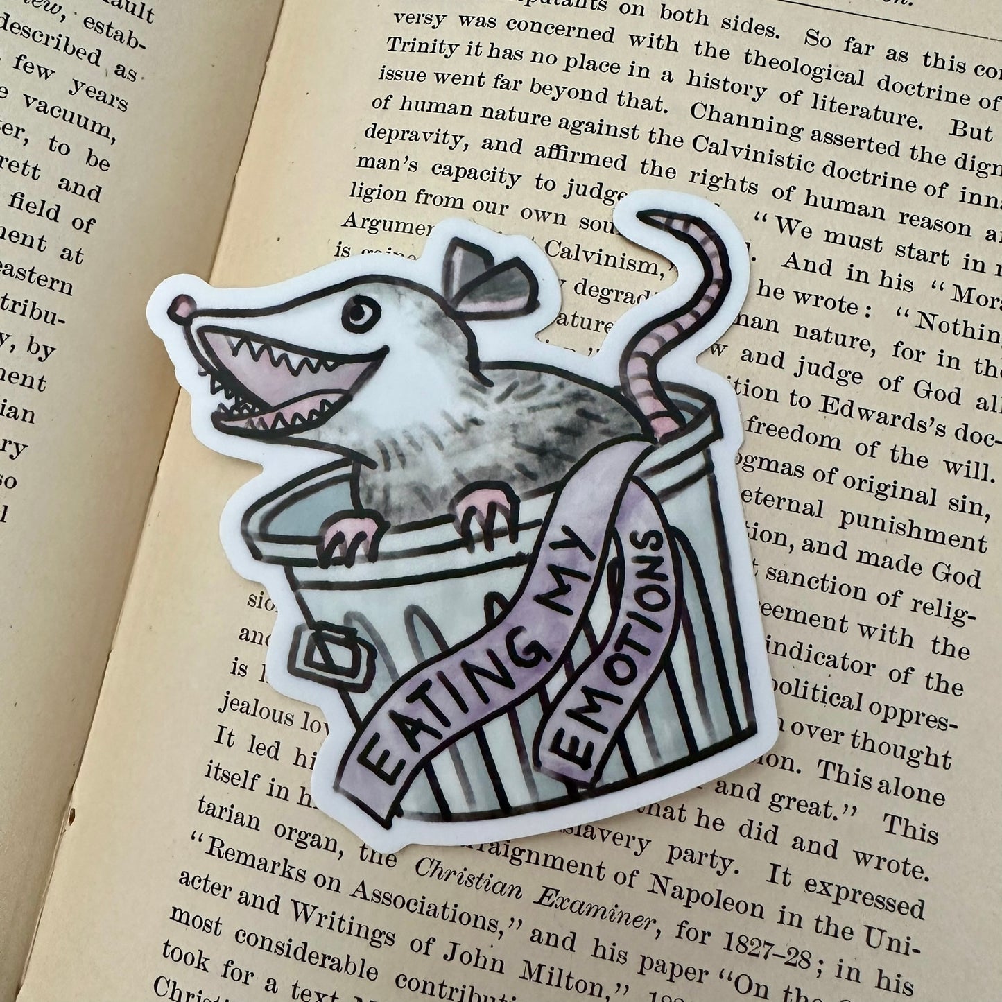 Eating My Emotions Possum Vinyl Sticker