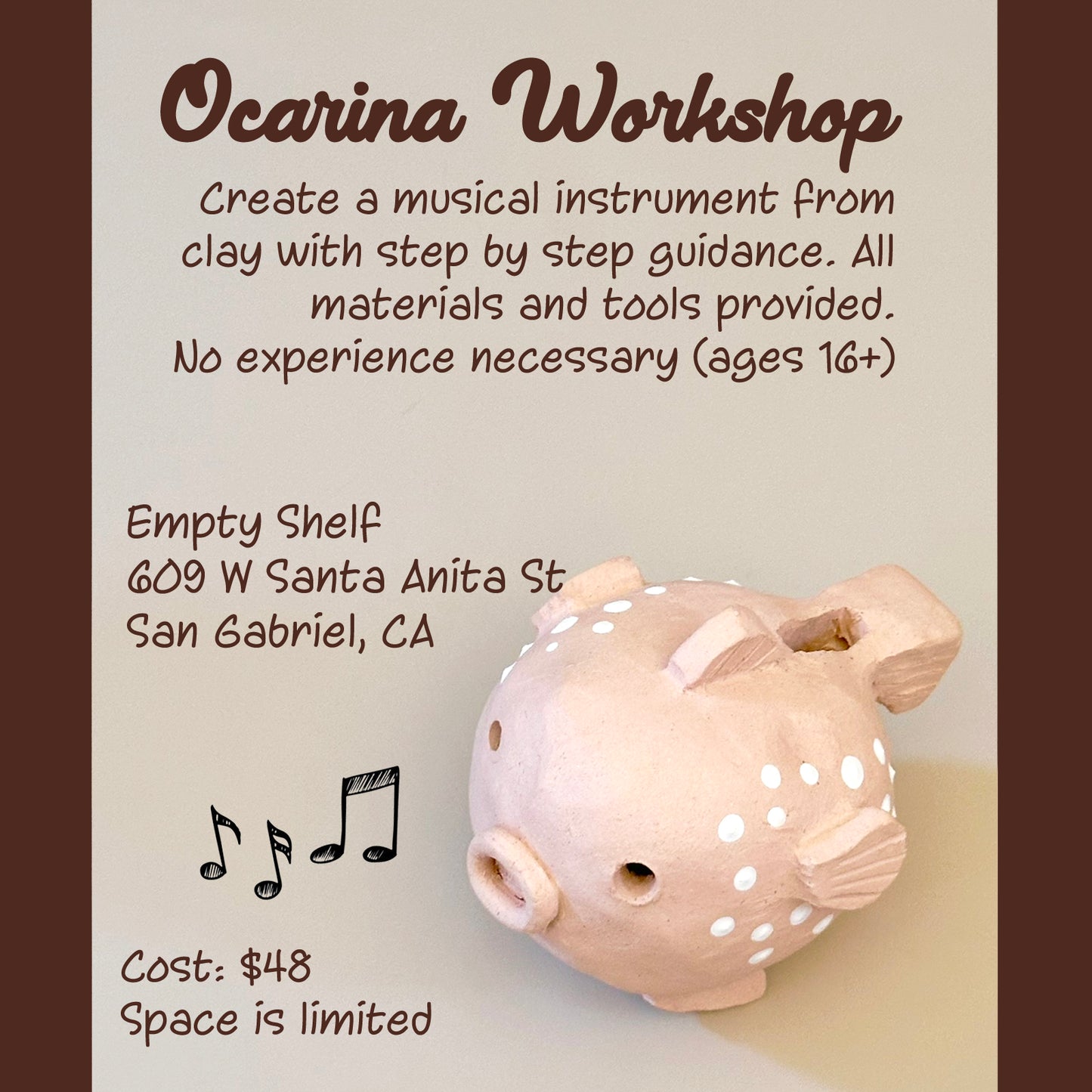 Ocarina Workshop June 21, 2025 5-7pm