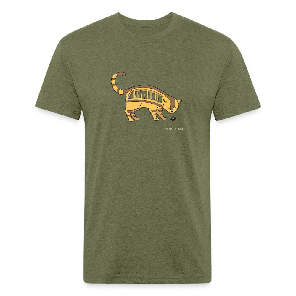Cat Bus Fitted Cotton/Poly T-Shirt - heather military green