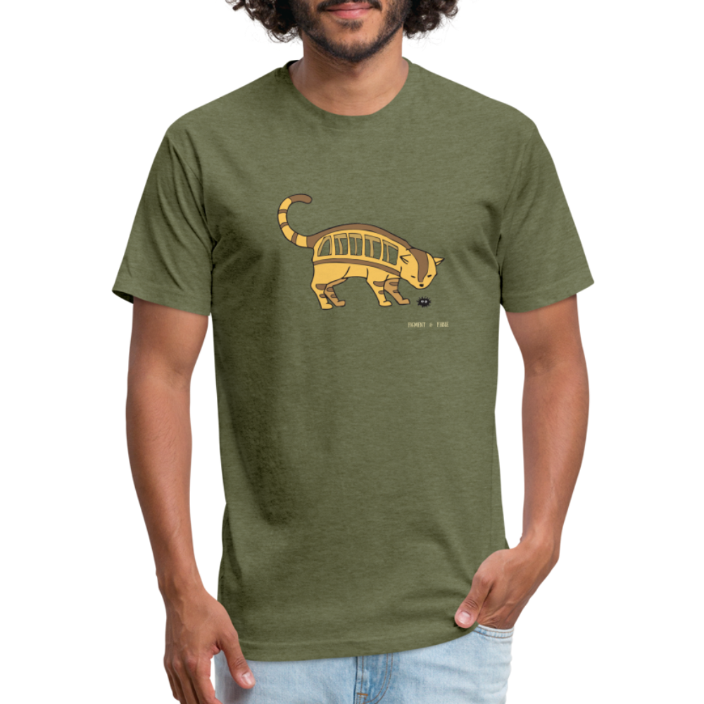 Cat Bus Fitted Cotton/Poly T-Shirt - heather military green