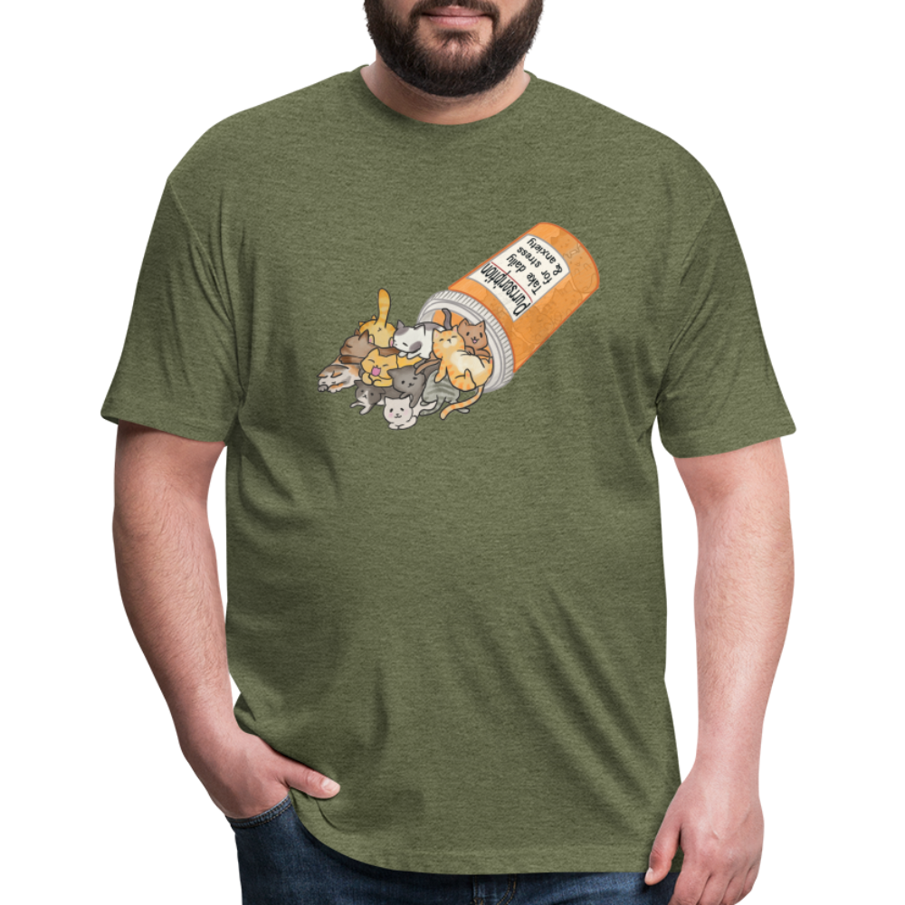Purrscription Fitted Cotton/Poly T-Shirt - heather military green