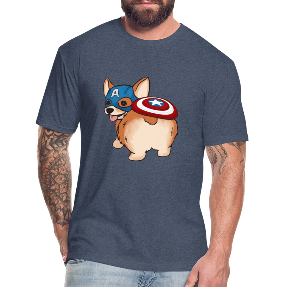 Captain Corgi Fitted Cotton/Poly T-Shirt - heather navy