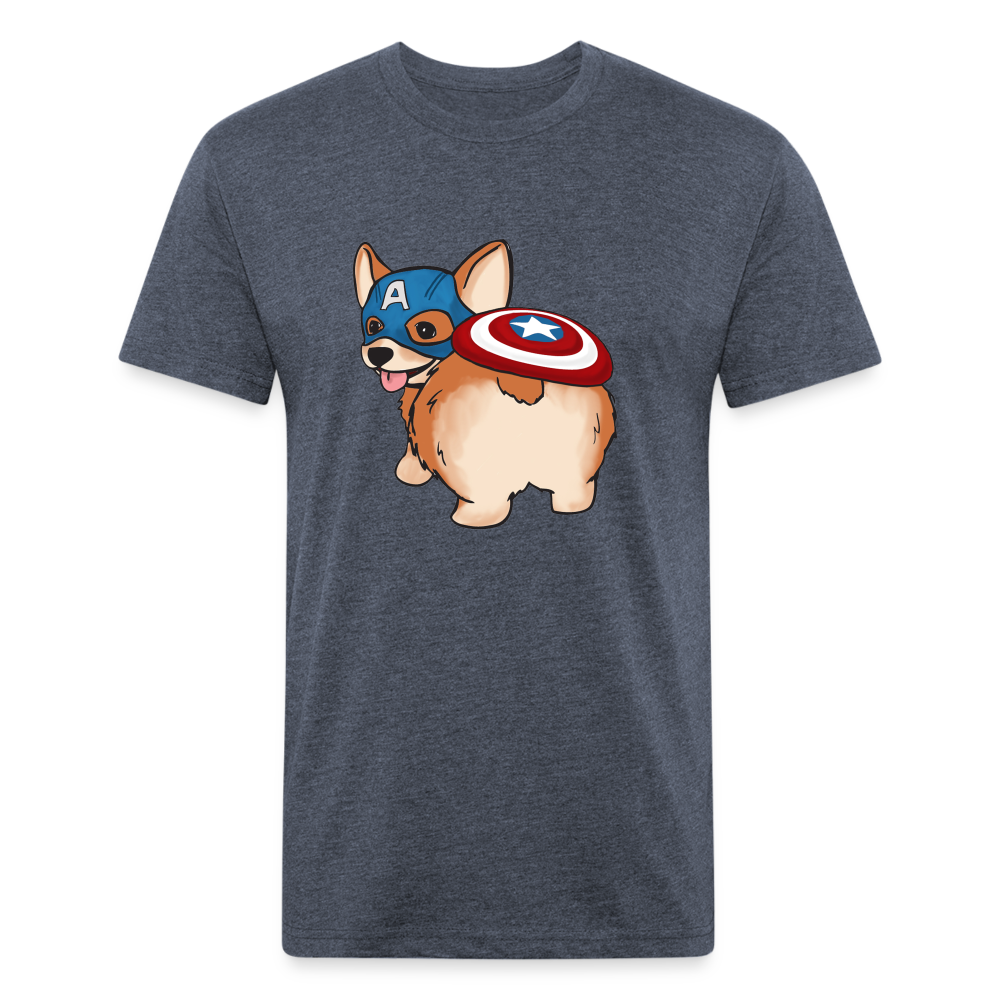 Captain Corgi Fitted Cotton/Poly T-Shirt - heather navy
