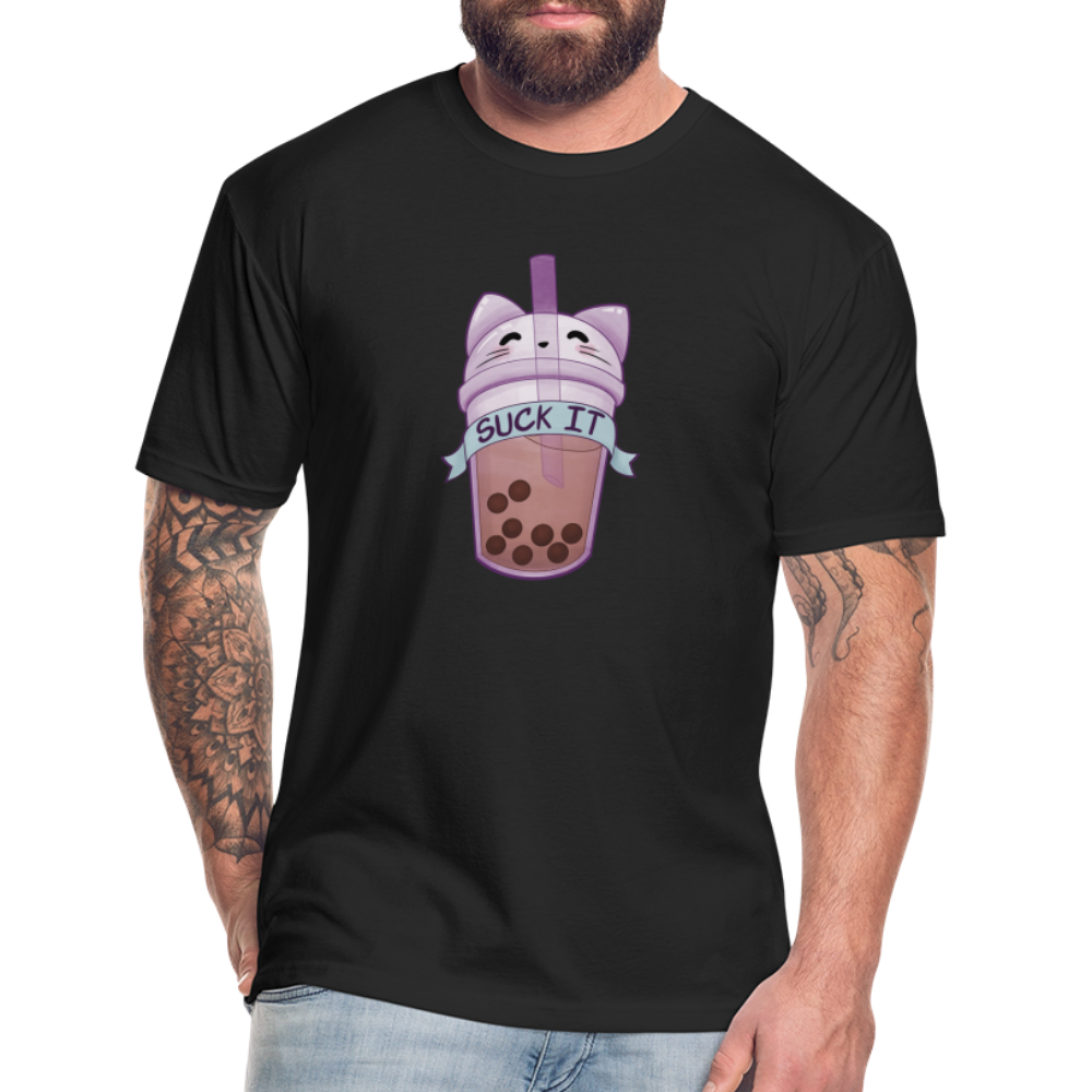 'Suck It' Fitted Cotton/Poly T-Shirt - black