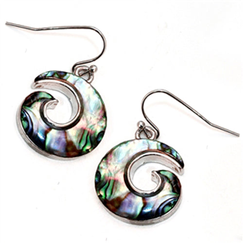abalone shell swirl earrings on hooks