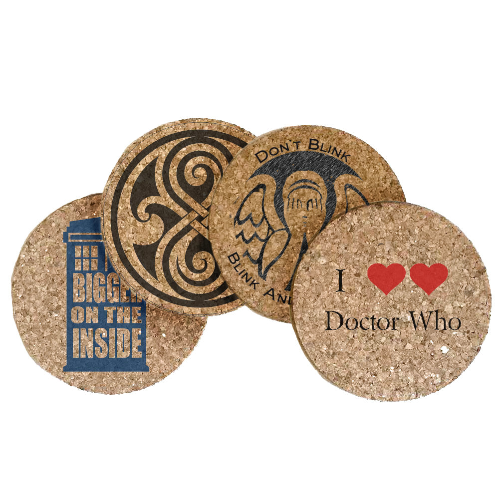 Dr Who Themed Cork Coaster Set of 4 (Set B)