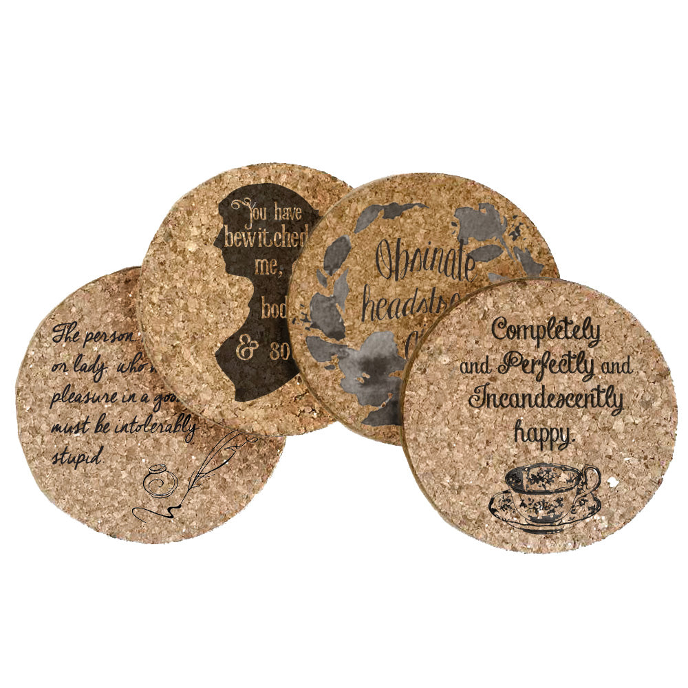 Jane Austen Cork Coaster Set of 4