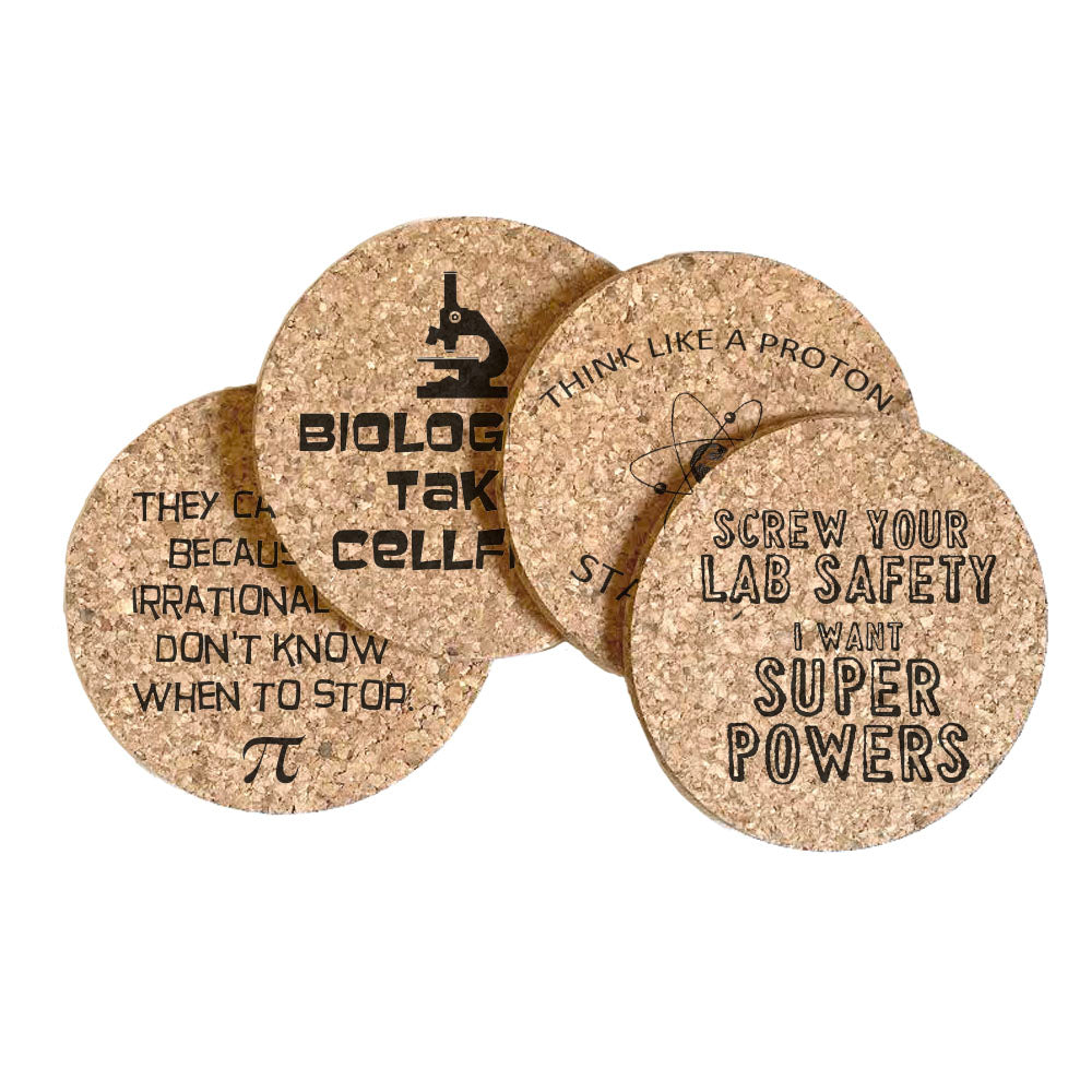 Science Humor Cork Coaster Set of 4