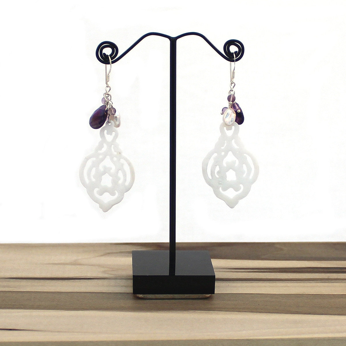 Filigree Shell Dangle Earrings