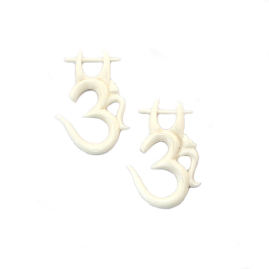 Carved Bone Earrings - Ohm Stirrups