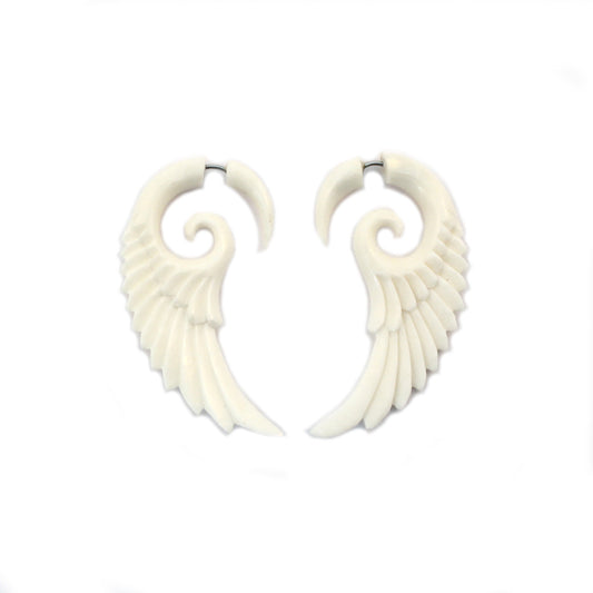 Carved Bone Earrings - Wings