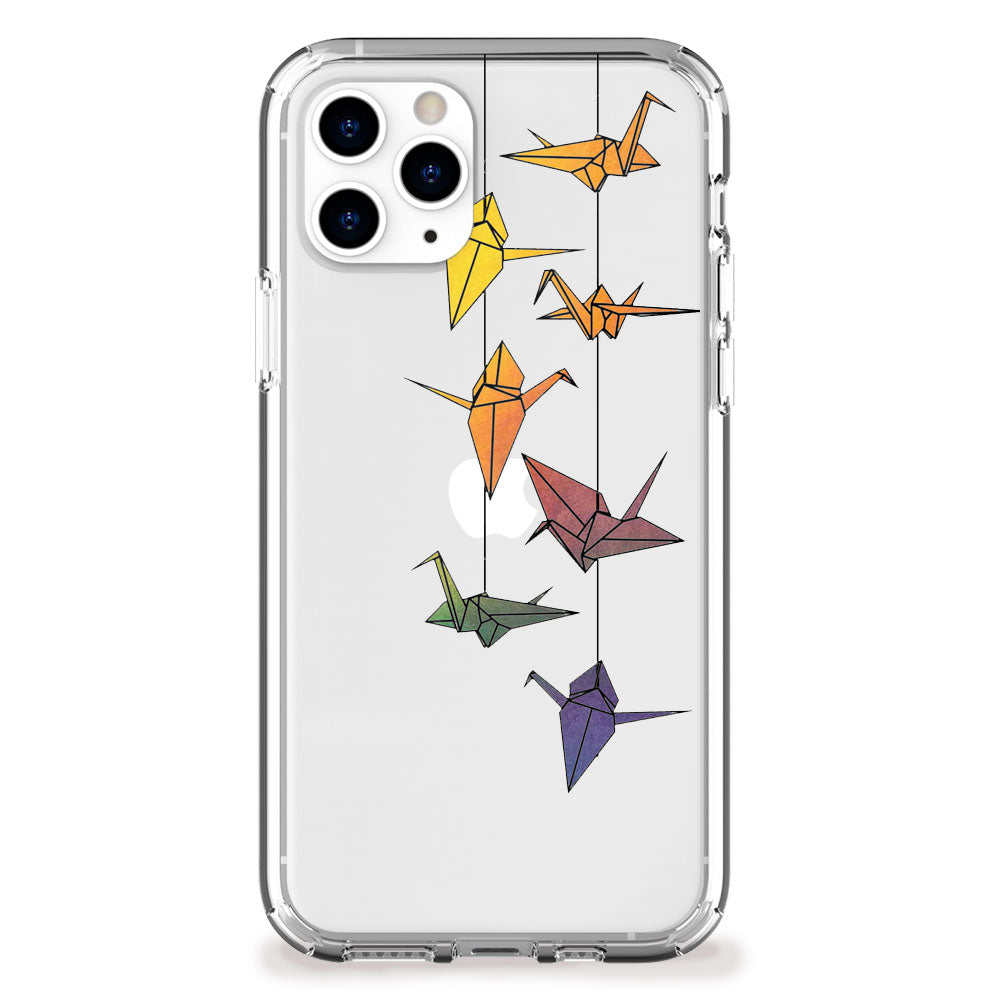 origami cranes rainbow iphone case