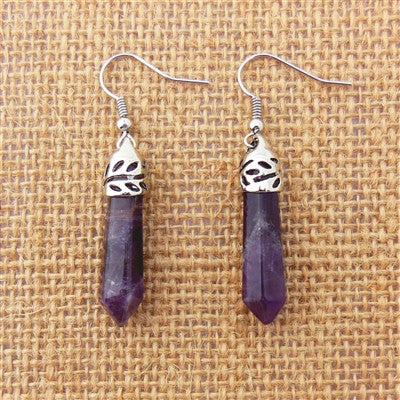 Amethyst Crystal Point Earrings