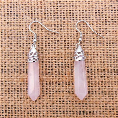Rose Quartz Crystal Point Earrings