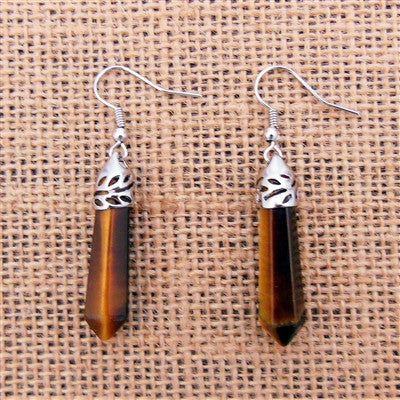 Tiger Eye Stone Point Earrings