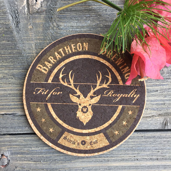 Game of Thrones Inspired Pub Style Cork Coaster Set of 4 (Round)