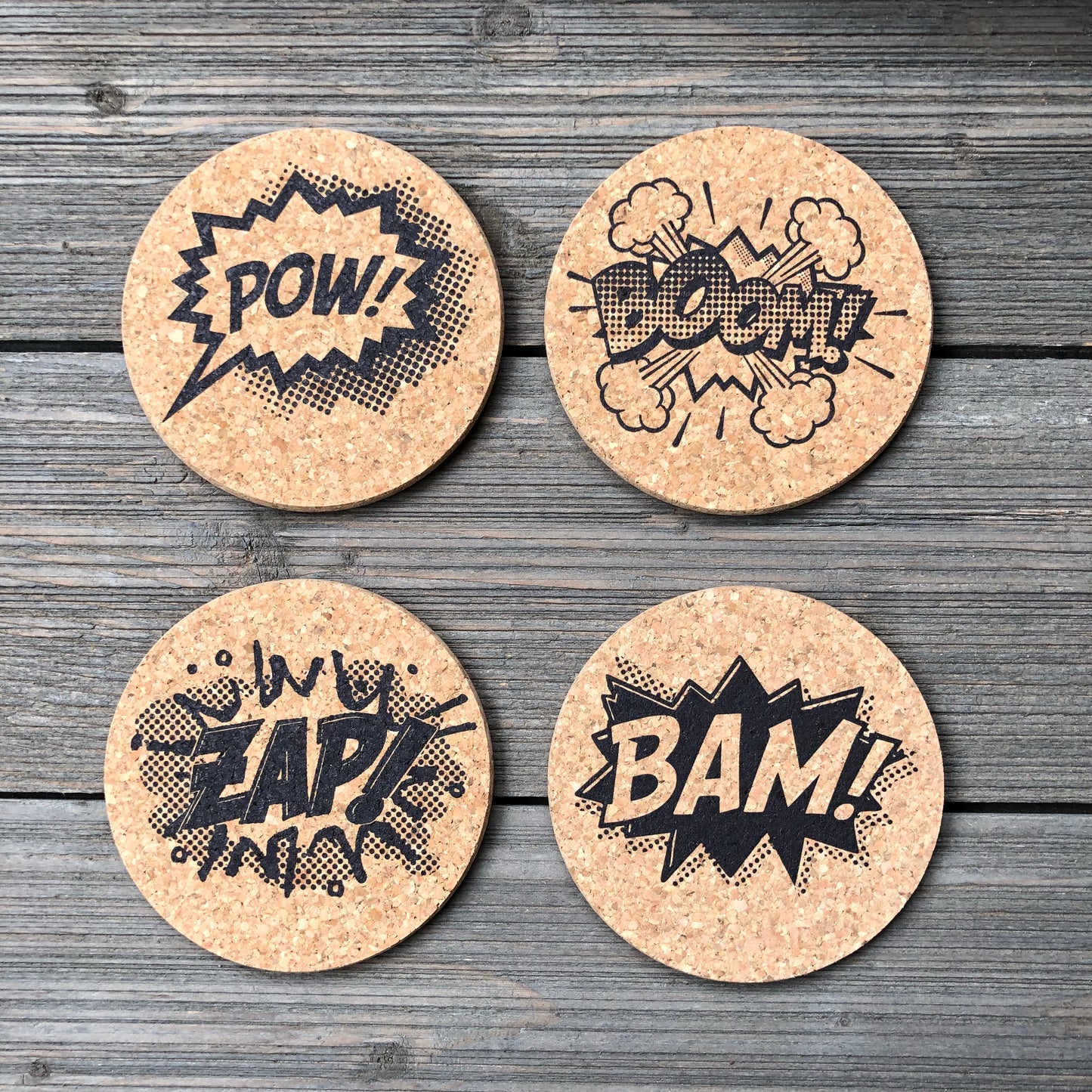comic book speech bubbles cork coasters