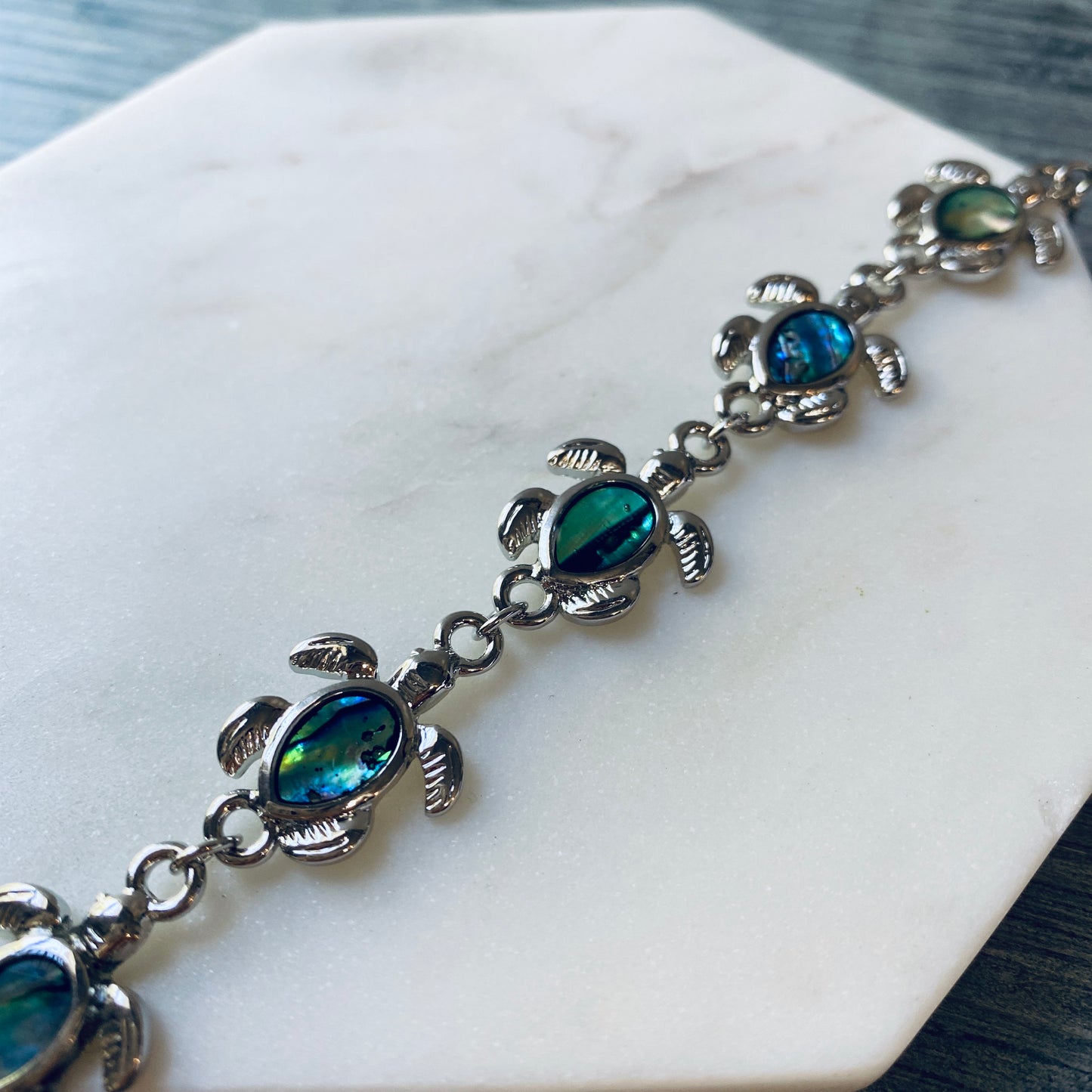 Sea Turtle Abalone Link Bracelet