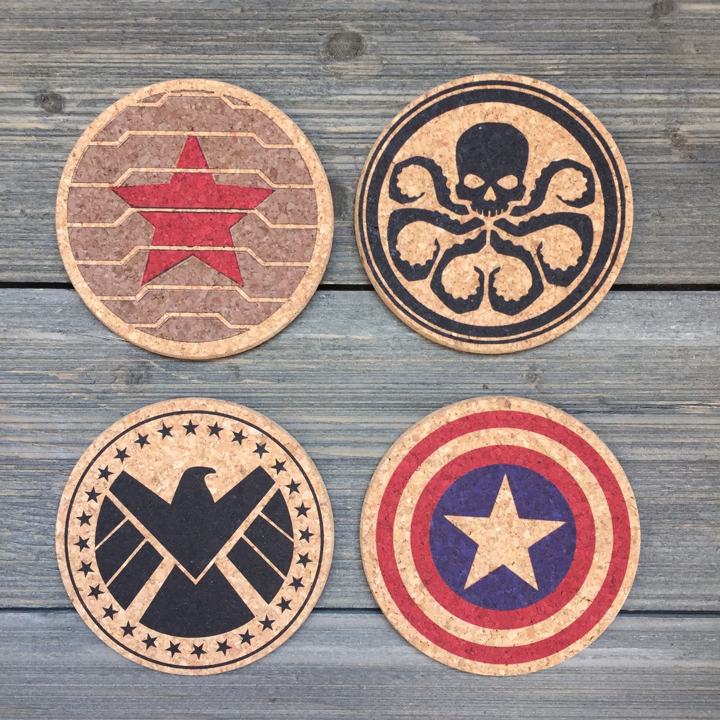 Winter Soldier Inspired Cork Coaster Set of 4