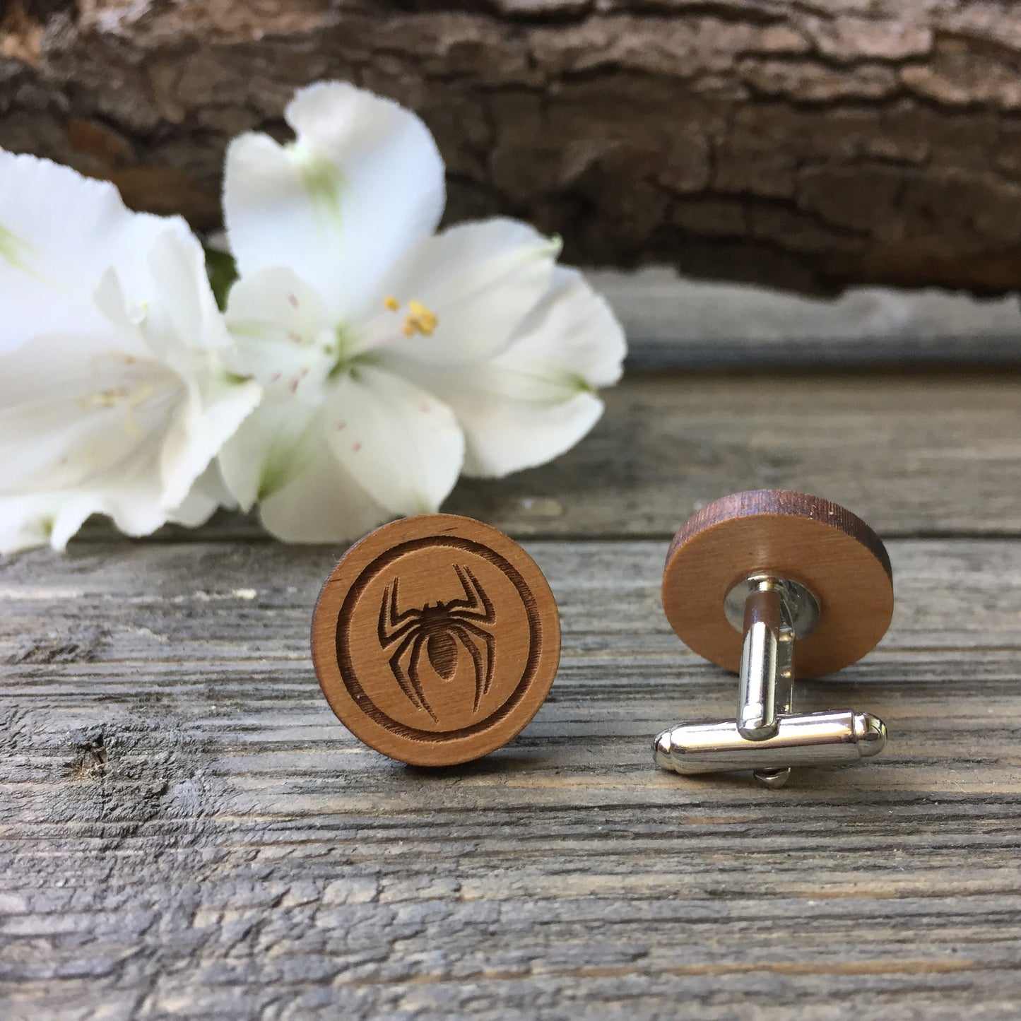 Spider Wooden Cufflinks