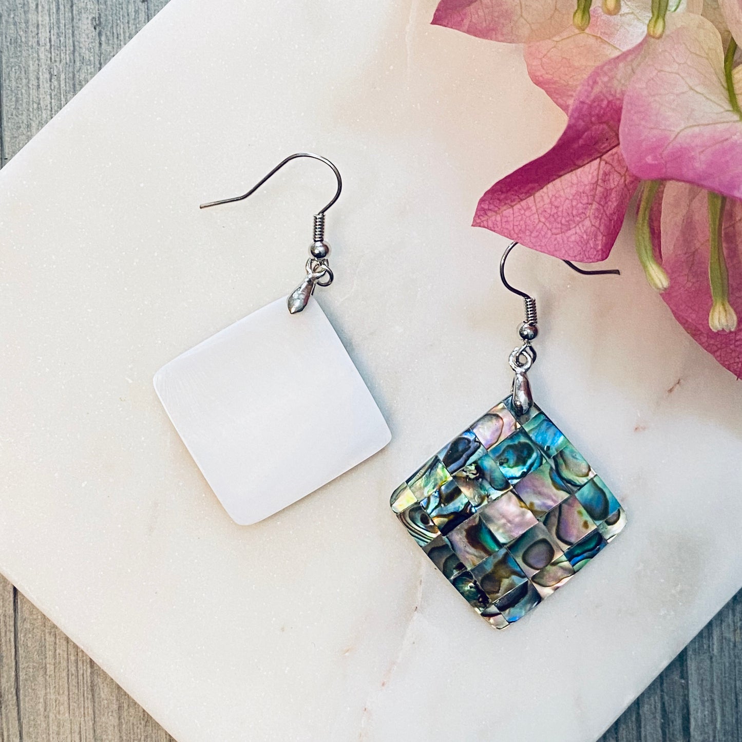 Diamond Mosaic Shell Earrings