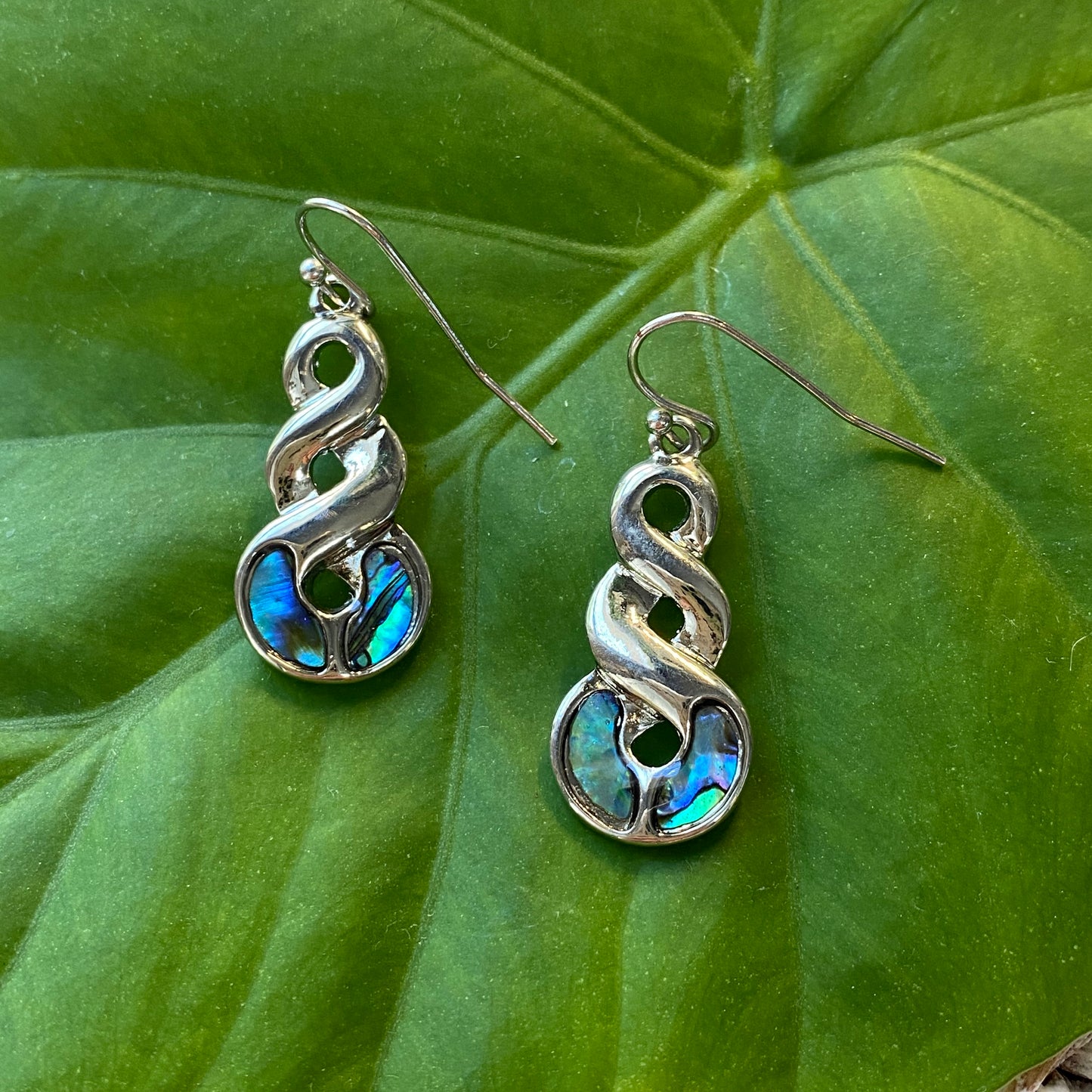 Paua Shell Spiral Twist Earrings