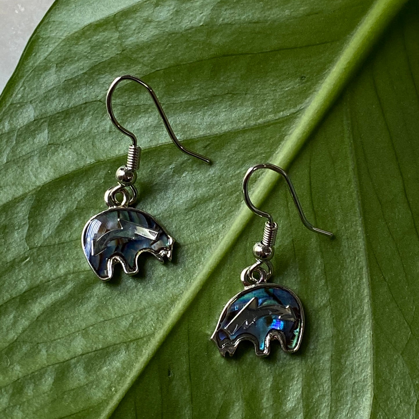 Zuni Bear Abalone Earrings