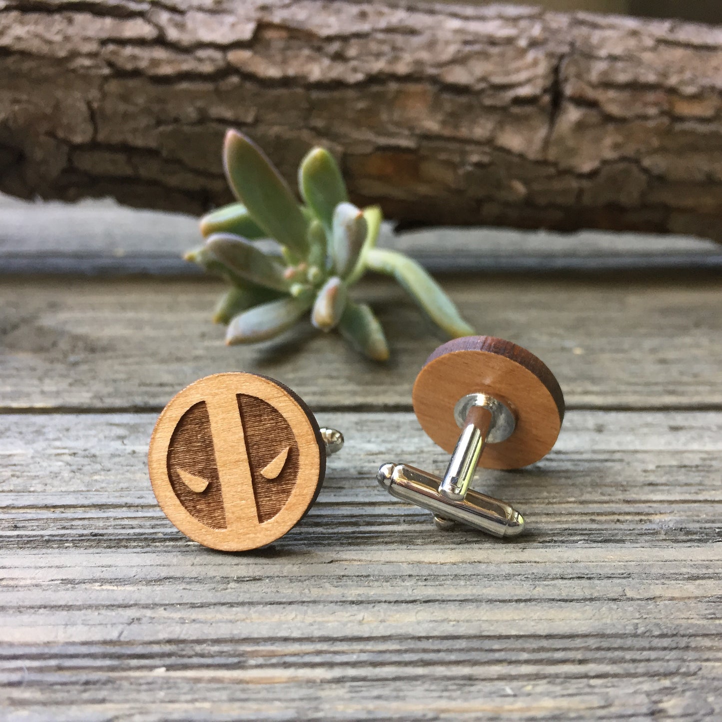Deadpool Wooden Cufflinks