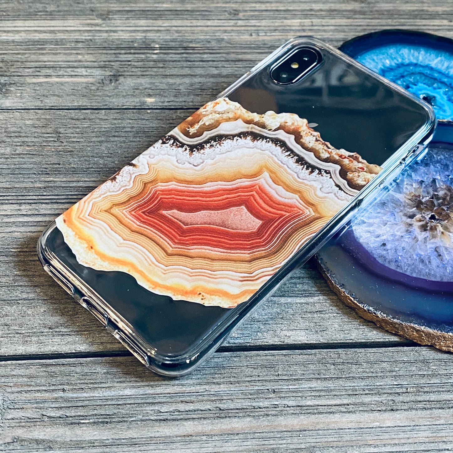 orange agate geode phone case