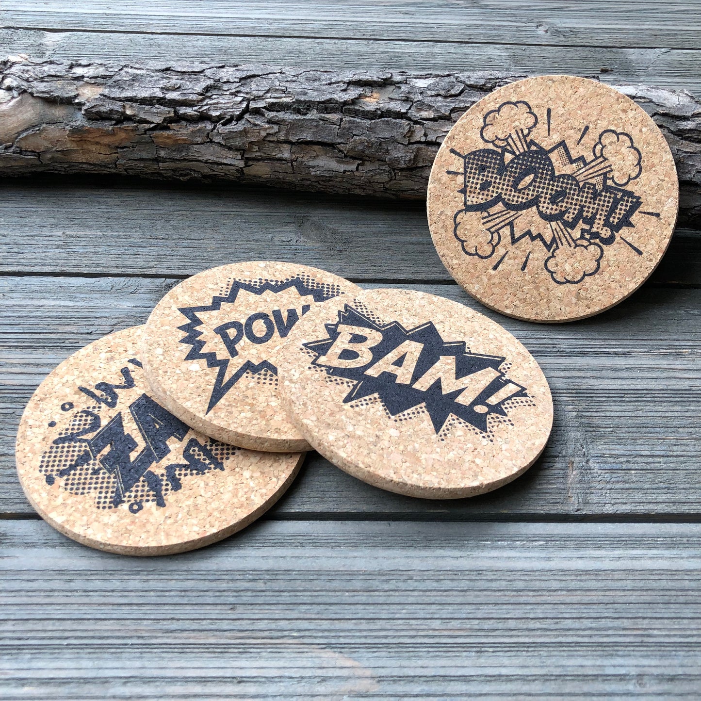 comic book speech bubbles cork coasters