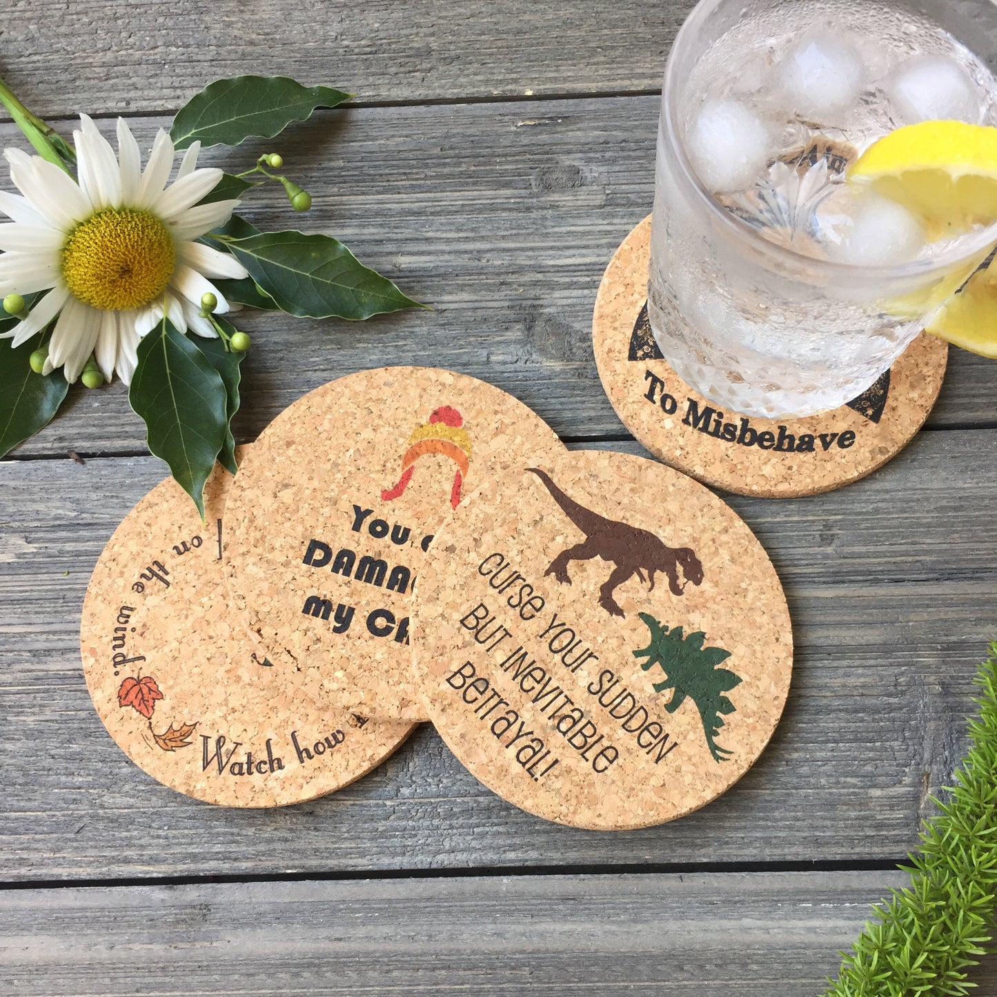 Firefly Themed Cork Coaster Set of 4