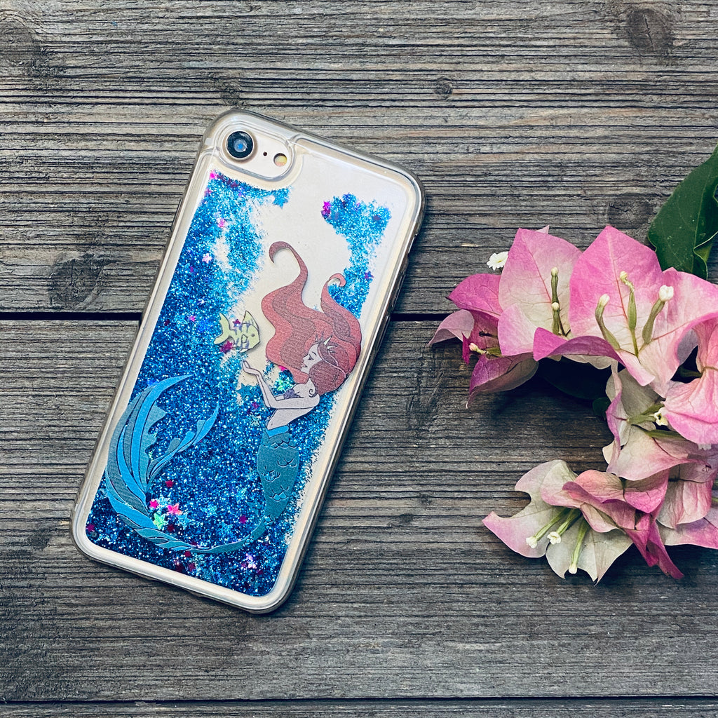 blue glitter iphone case mermaid princess