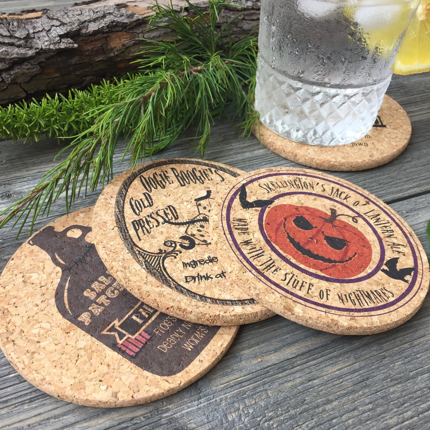 Halloween Town Themed Cork Coaster Set of 4