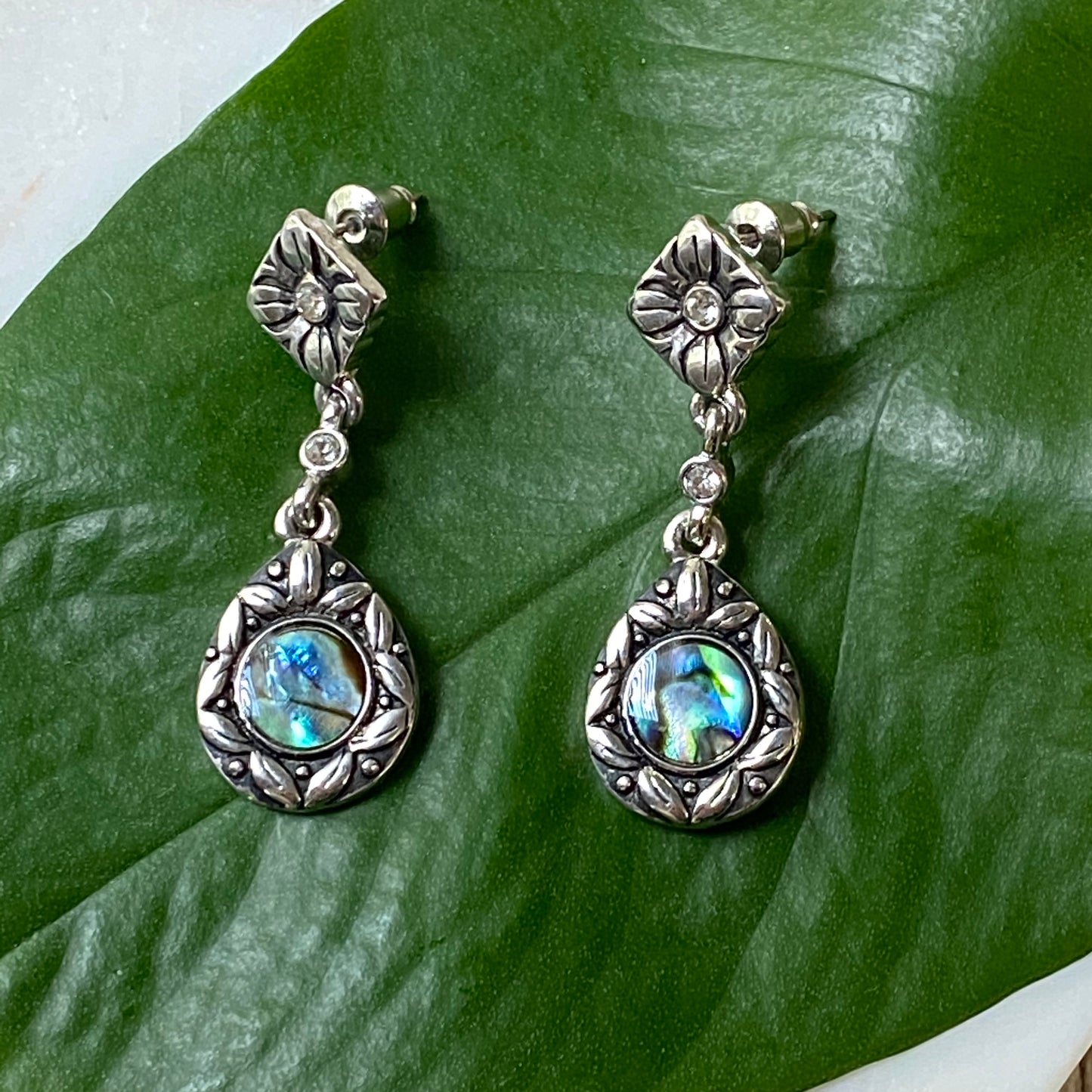 Vintage Style Abalone Dangle Earrings
