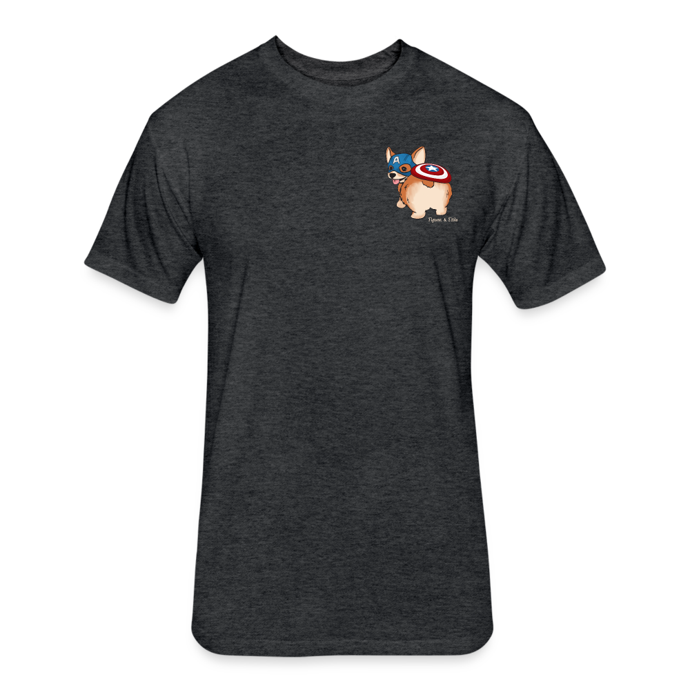 Captain Corgi Fitted Cotton/Poly T-Shirt - heather black