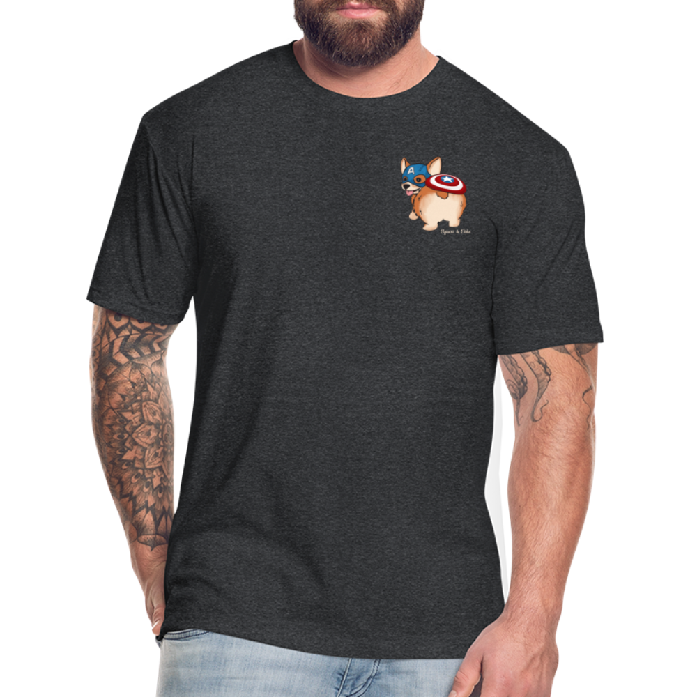 Captain Corgi Fitted Cotton/Poly T-Shirt - heather black