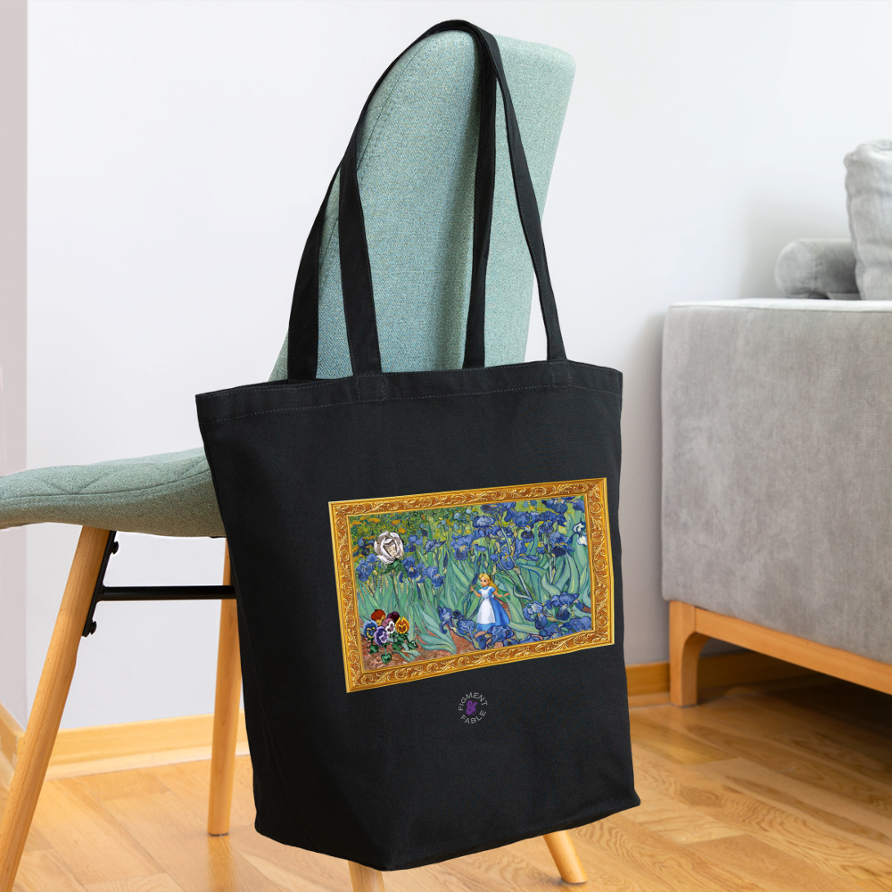 Alice in Van Gogh Land Eco-Friendly Cotton Tote - black