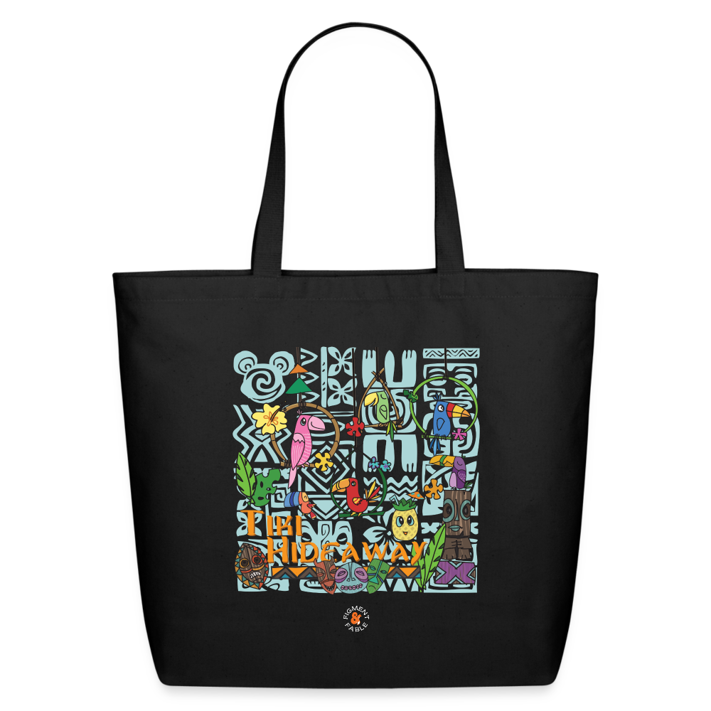 Tiki Hideaway Eco-Friendly Cotton Tote - black