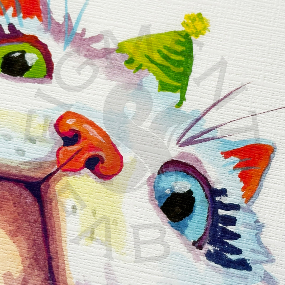 Party Hat Kitty, Fluffy White Art Print