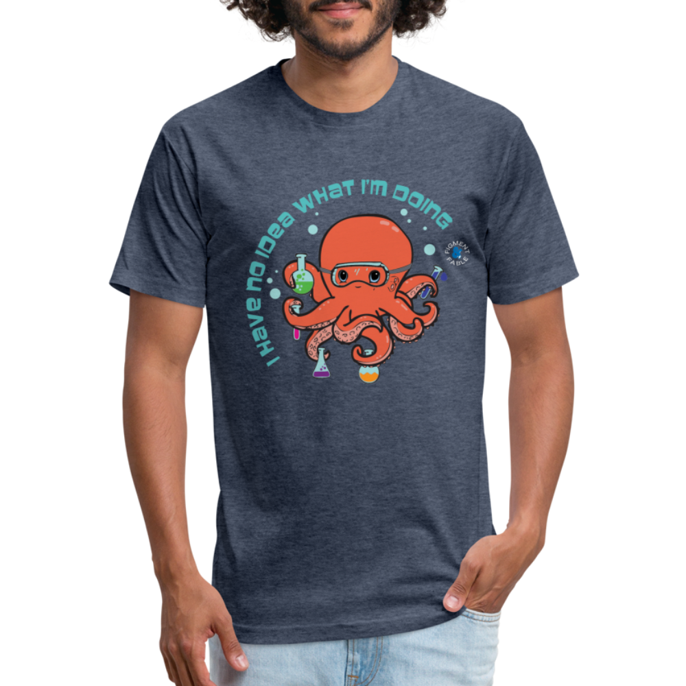 Octopus Scientist Fitted Cotton/Poly T-Shirt - heather navy