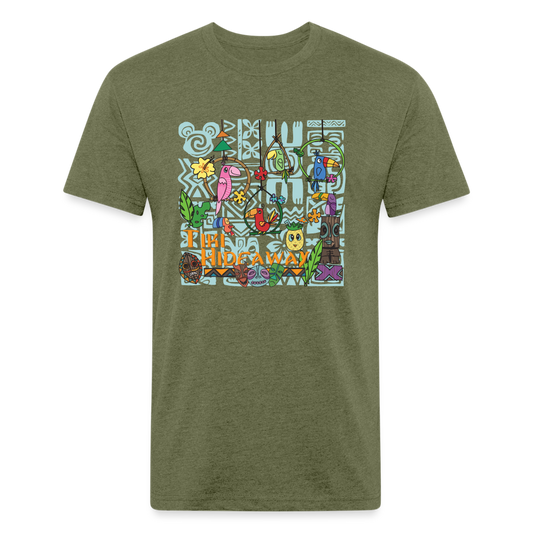 Tiki Hideaway Fitted Cotton/Poly T-Shirt - heather military green