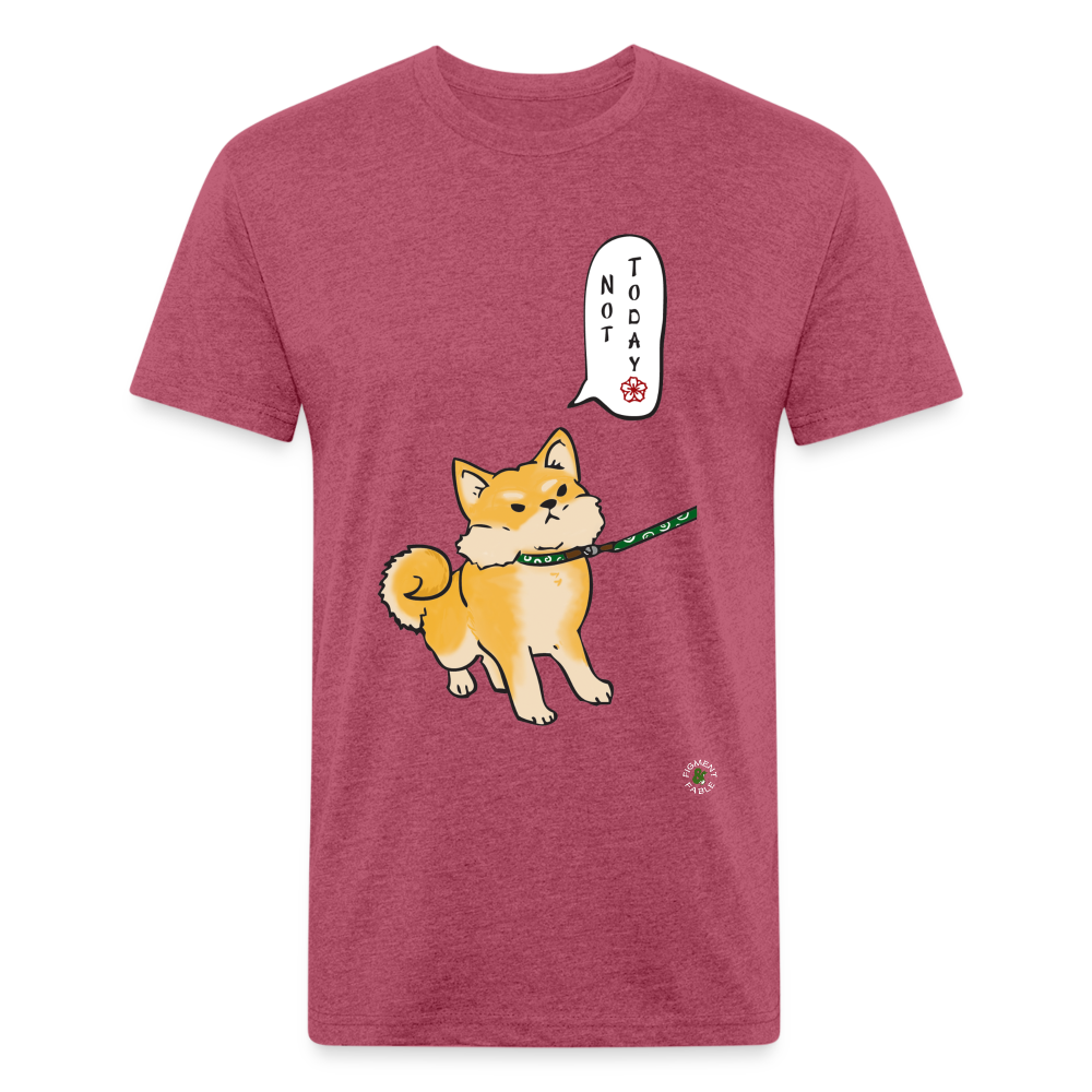 Stubborn Shiba Fitted Cotton/Poly T-Shirt - heather burgundy