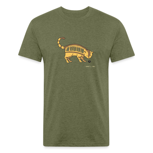 Cat Bus Fitted Cotton/Poly T-Shirt - heather military green